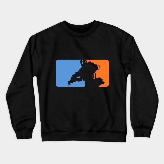 Shoot the Runner-Major League Titanfall 2 (Blue, Transparency, Orange) Crewneck Sweatshirt by Ironmatter